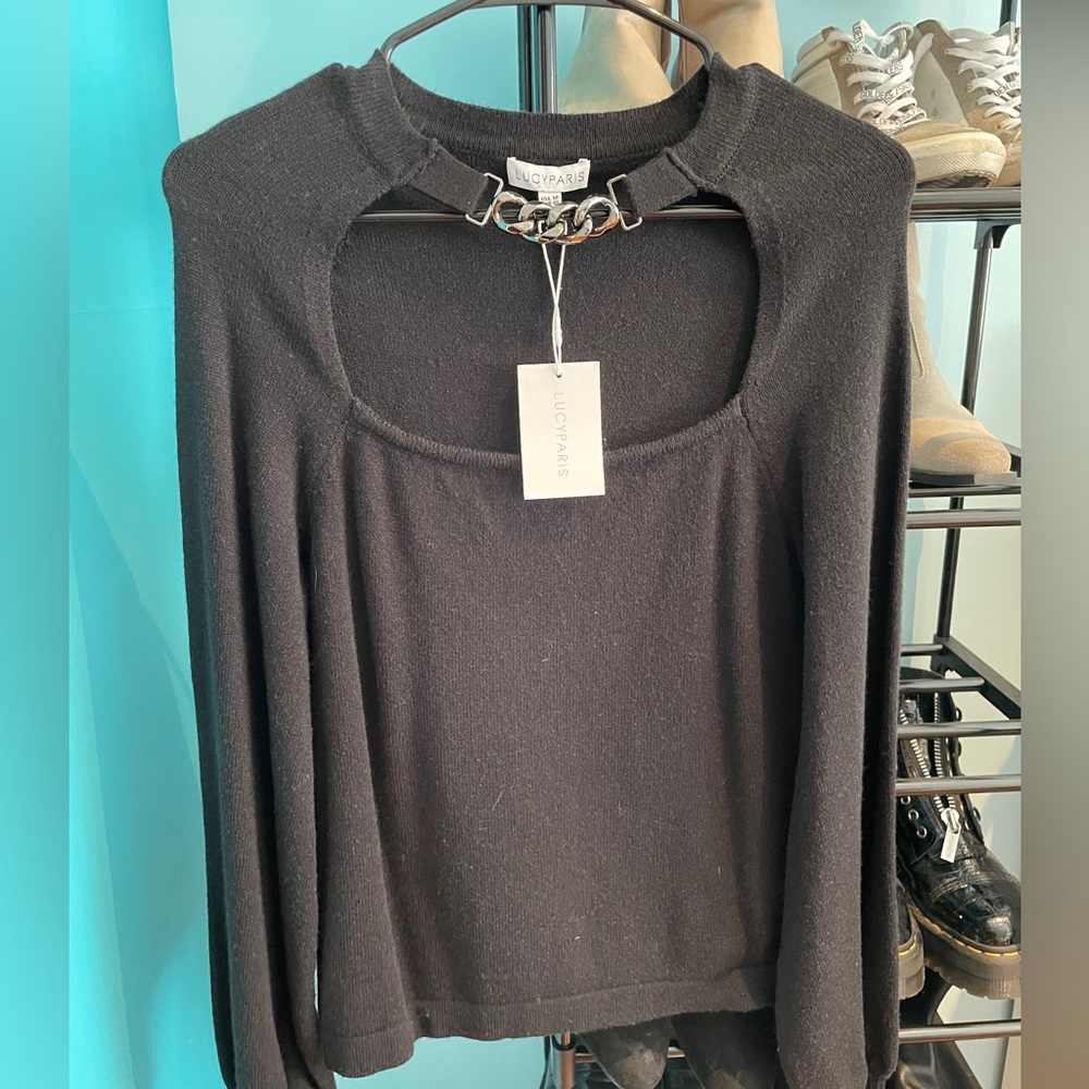 Lucy Paris Black keyhole sweater, Size M/40, brand new with tags, $80